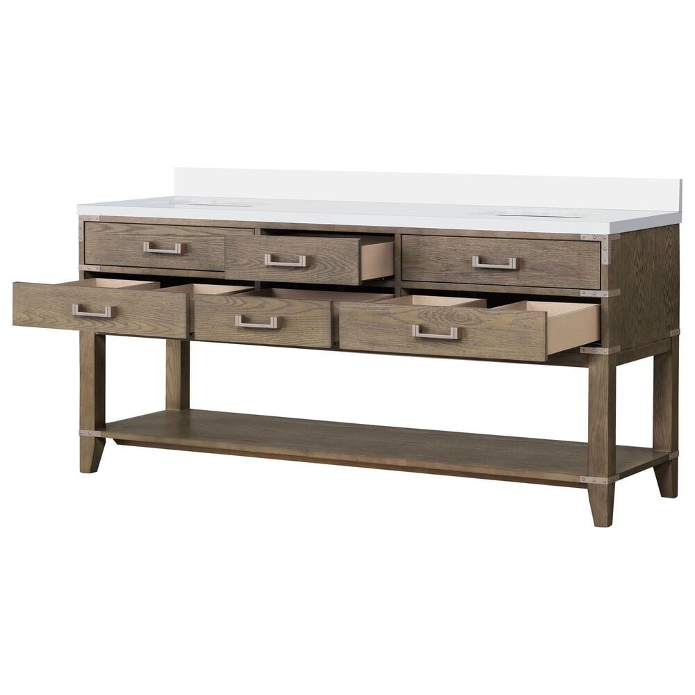 Lexora Home Norwalk 72&quot; Double Bathroom Vanity in Grey Oak with White Carrara Marble Top  and Rectangle Sink, , large