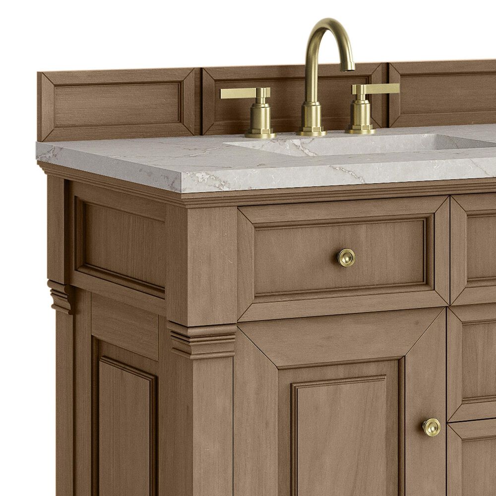 James Martin Vanities Brookfield 36&quot; Single Bathroom Vanity in Pecan with 3 cm Victorian Silver Quartz Top and Rectangular Sink, , large