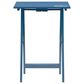 Linon Home Decor Compass Folding TV Tray Table Set with Stand in Navy Blue (Set of 4), , large