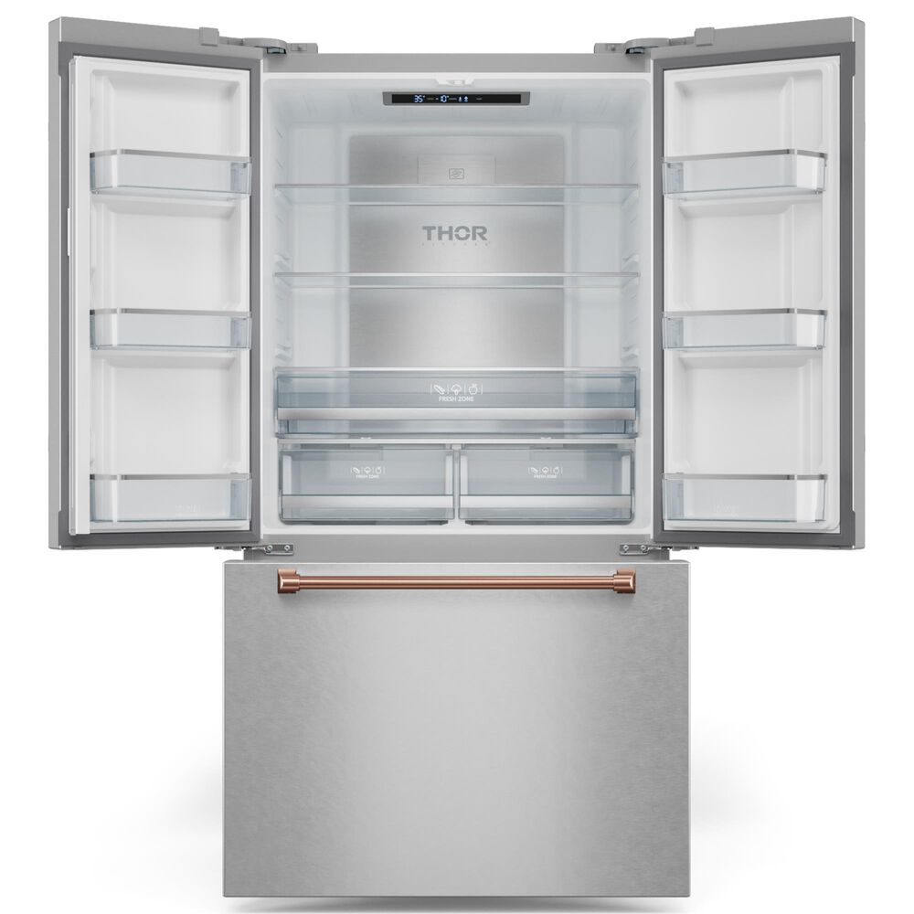 THOR KITCHEN Gordon Ramsay 20.3 Cu. Ft. Counter Depth French Door Refrigerator with Rose Gold Handle Kit in Stainless Steel, , large