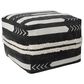 LR Home 18" Square Striped Pouf in Black and White, , large