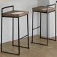 LumiSource Fuji 34" Stacker Bar Stool with Brown Cowboy Upholstery in Black (Set of 2), , large
