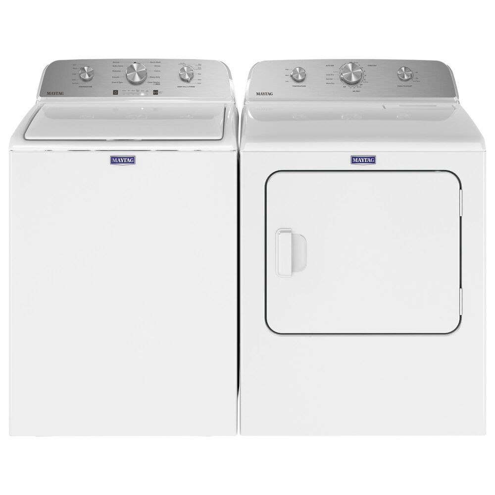 Maytag 4.7 Cu. Ft. Top Load Agitator Washer and 7.0 Cu. Ft. Top Load Electric Wrinkle Prevent Dryer in White, , large