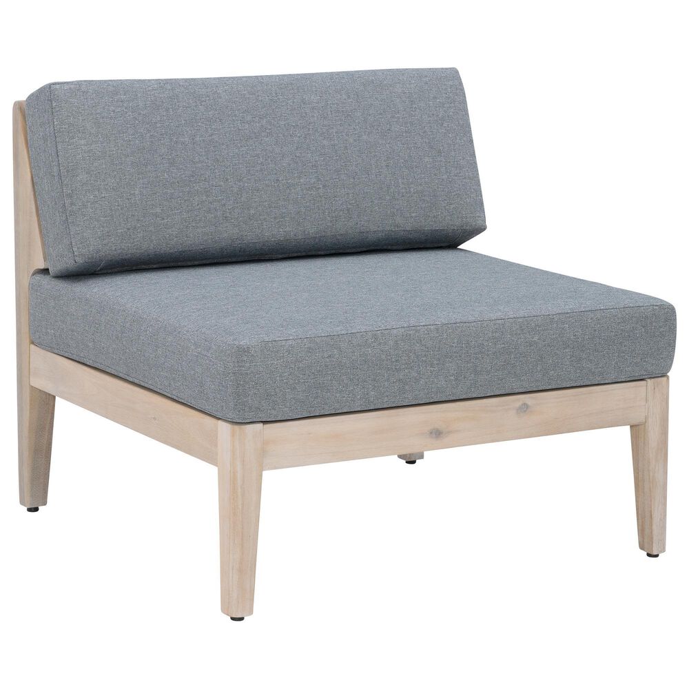 Linon Home Decor Summerlyn Patio Middle Chair with Natural Frame in Grey, , large