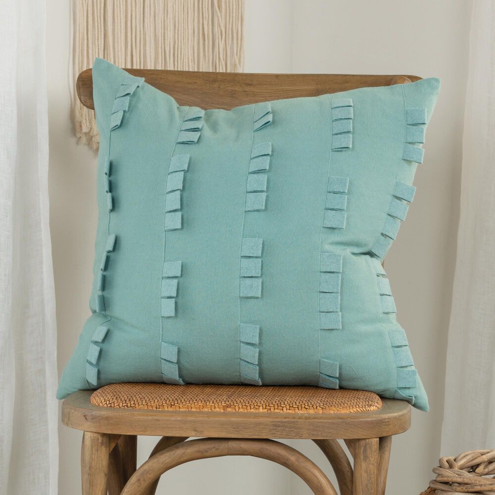 Rizzy Home Donny Osmond Solid 20&quot; Down Filled Pillow in Aqua, , large