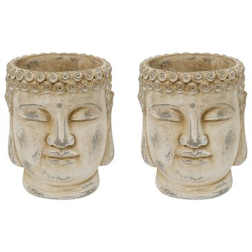 The Gerson Company Buddha Head Planters in Light Brown (Set of 2), , large