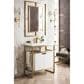 James Martin Vanities Boston 31.5" Single White Door Bathroom Vanity in Radiant Gold with 3 cm White Glossy Resin Countertop and Rectangular Sink, , large