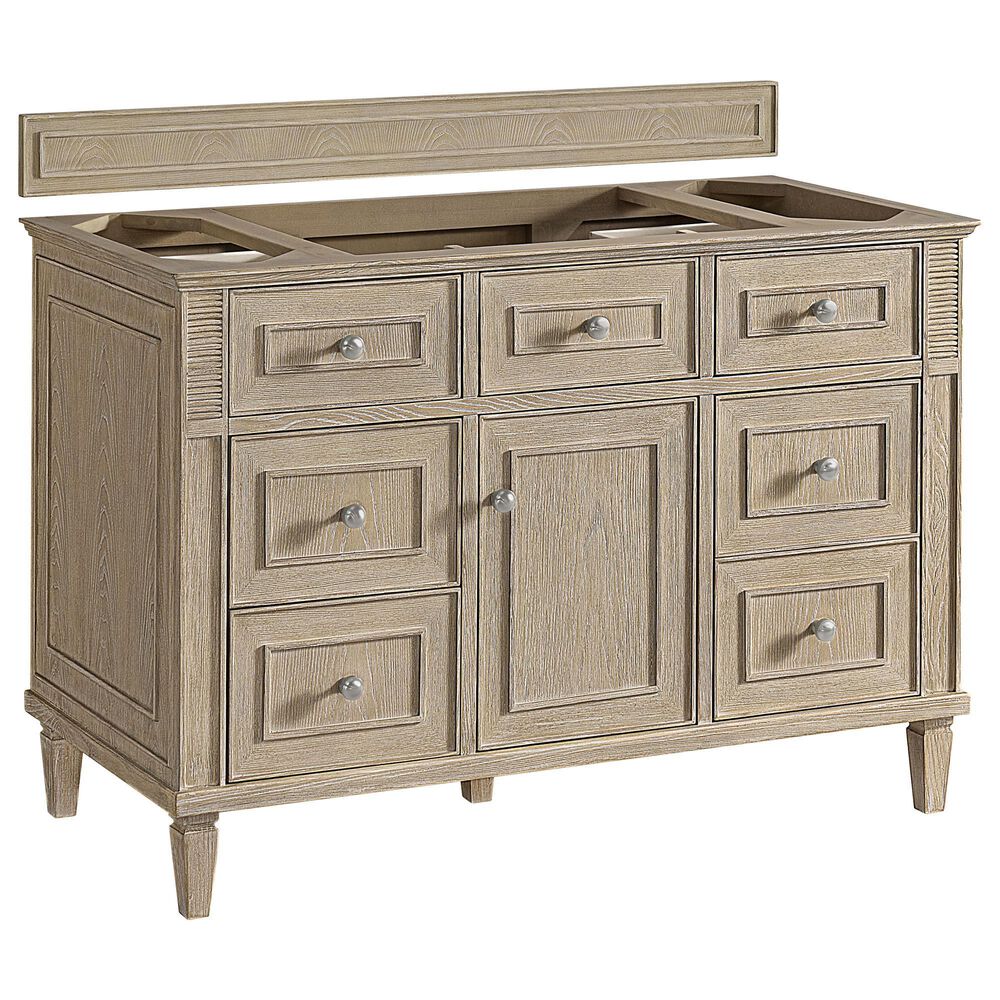 James Martin Vanities Lorelai 48&quot; Single Vanity in Whitewashed Oak with 3 cm Eternal Marfil Quartz Top, , large