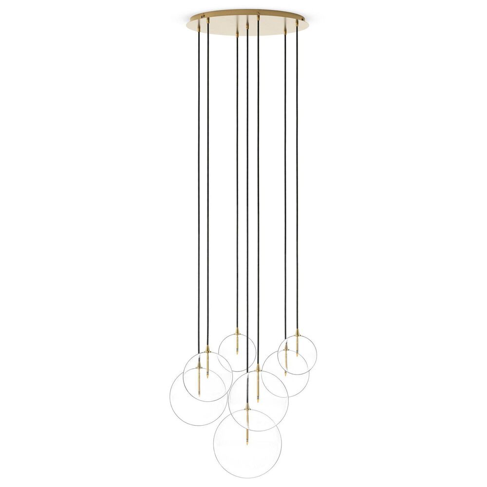 Four Hands Cluster 7-Light Chandelier in Burnished Brass and Black, , large