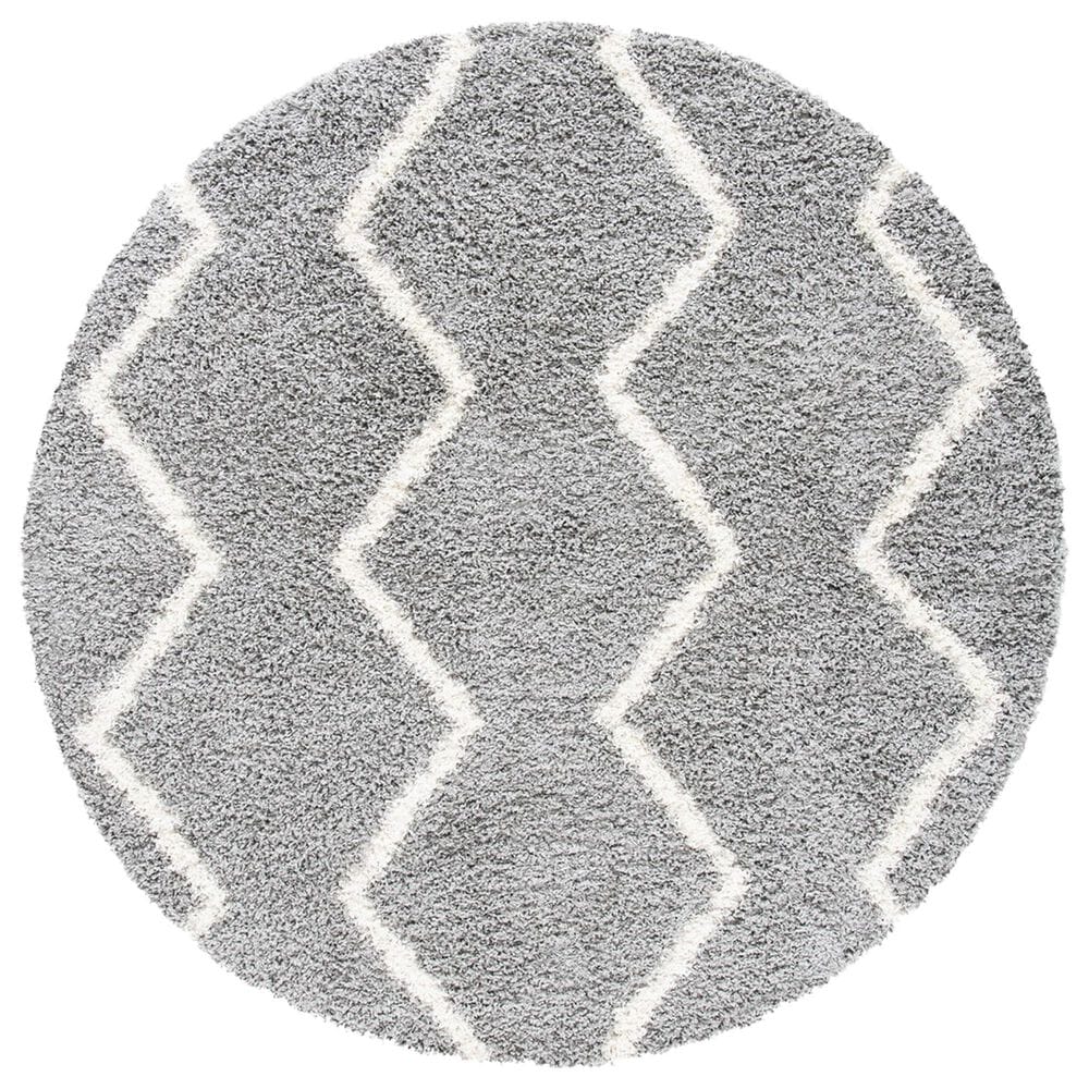 Safavieh Venus Shag VNS680J 6"7" Round Grey and Ivory Area Rug, , large