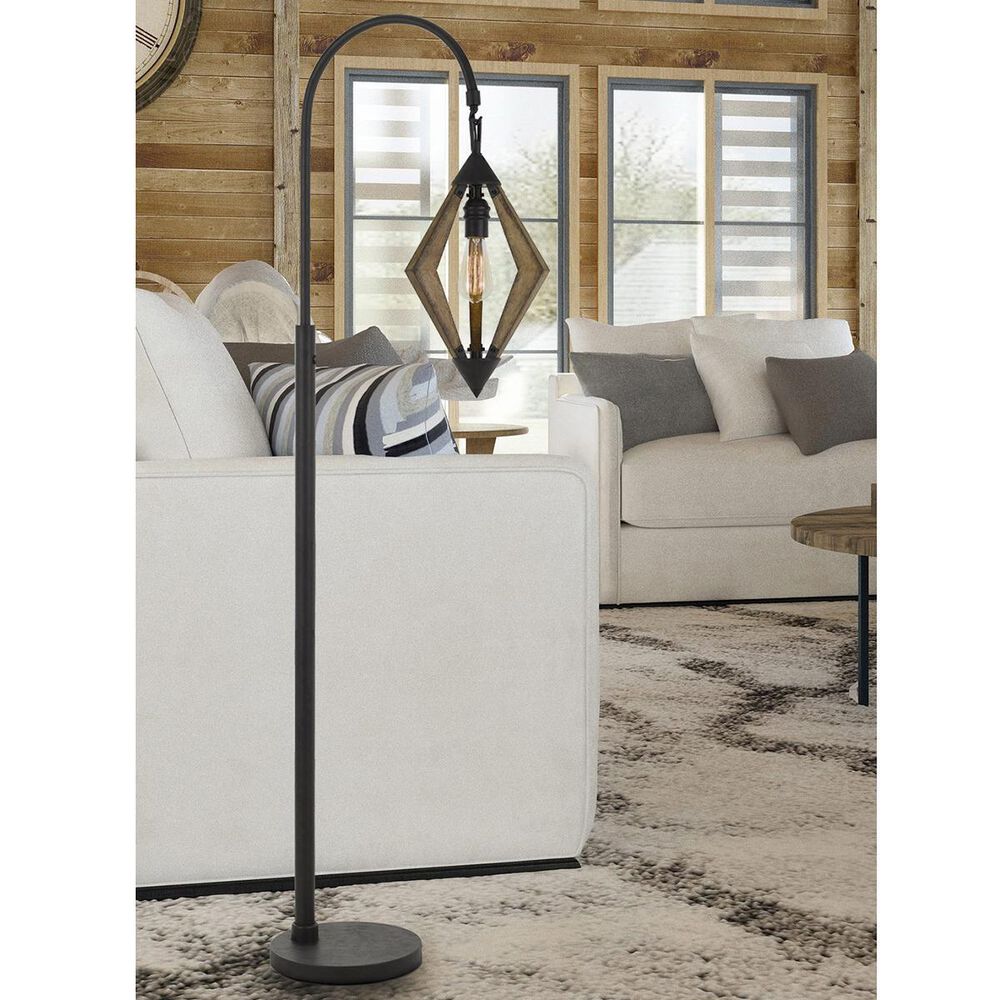 Cal Lighting Valence Floor Lamp in Black/Wood, , large
