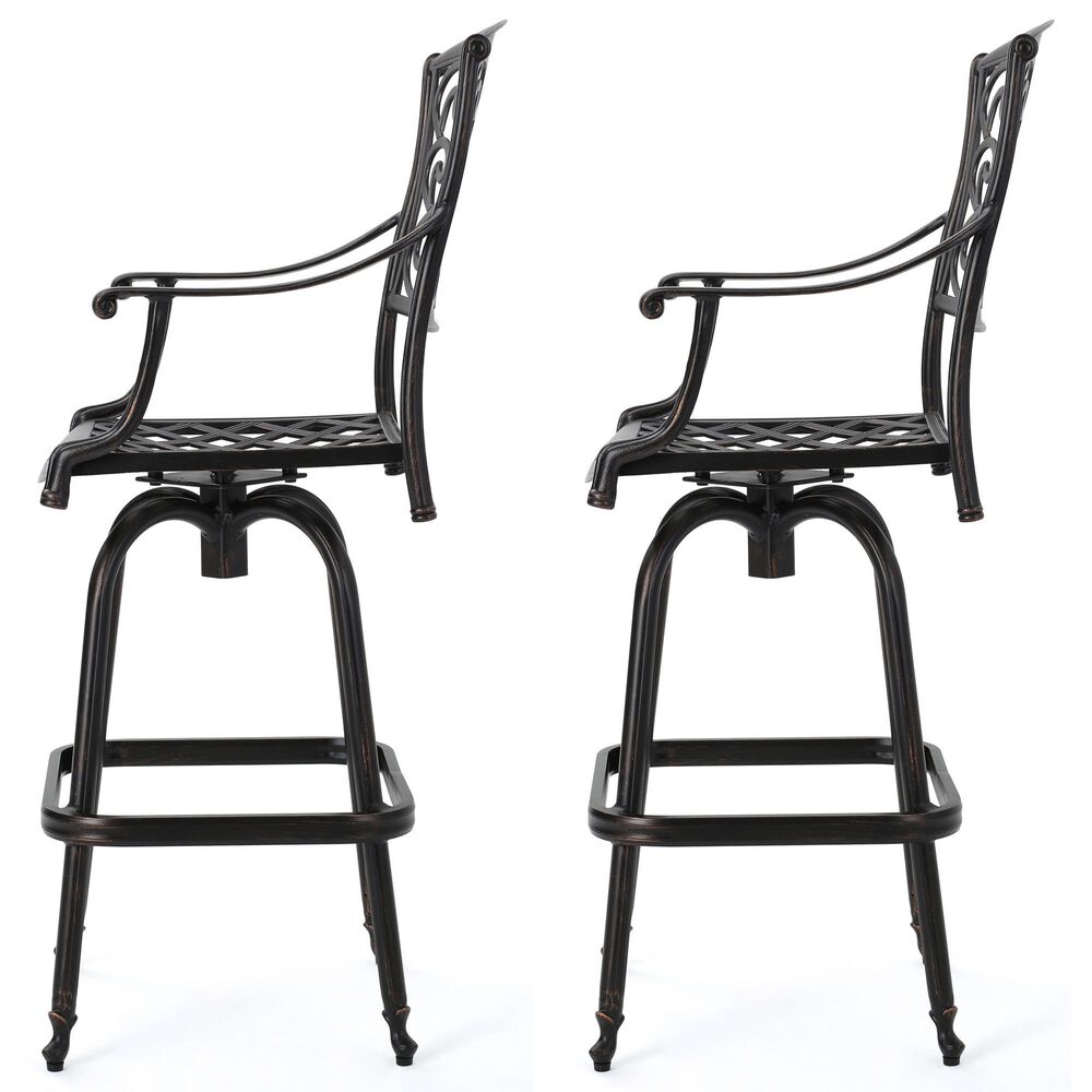 Noble House Santa Maria Patio Barstool in Bronze &#40;Set of 2&#41;, , large