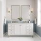 James Martin Vanities Chicago 60" Double Bathroom Vanity in Glossy White with 3 cm Eternal Jasmine Pearl Quartz Top and Rectangular Sinks, , large