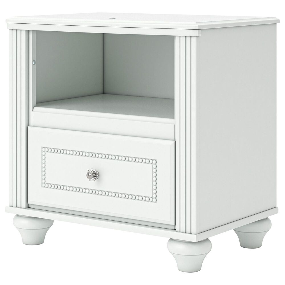 Ashley Kozlani 1-Drawer Nightstand in White, , large