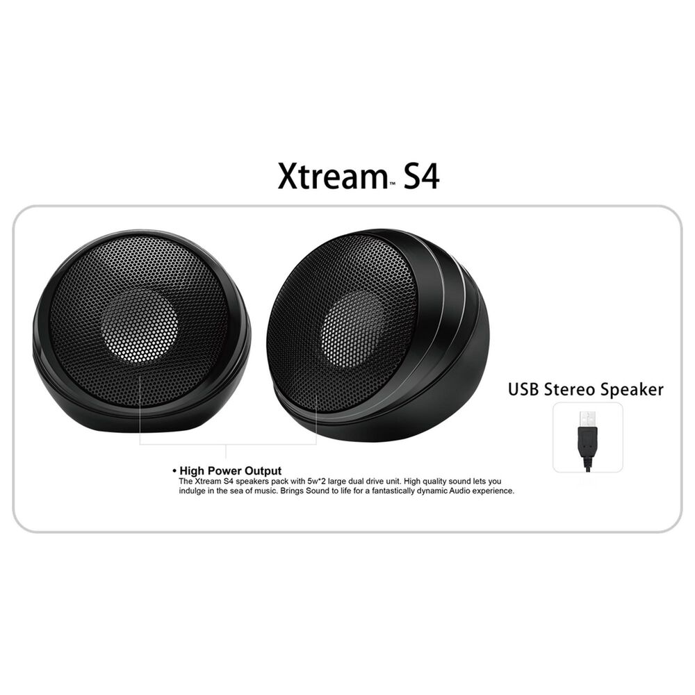 Adesso Xtream S4 2-Piece USB-Powered Desktop Computer Speaker with Dynamic Sound in Black, , large