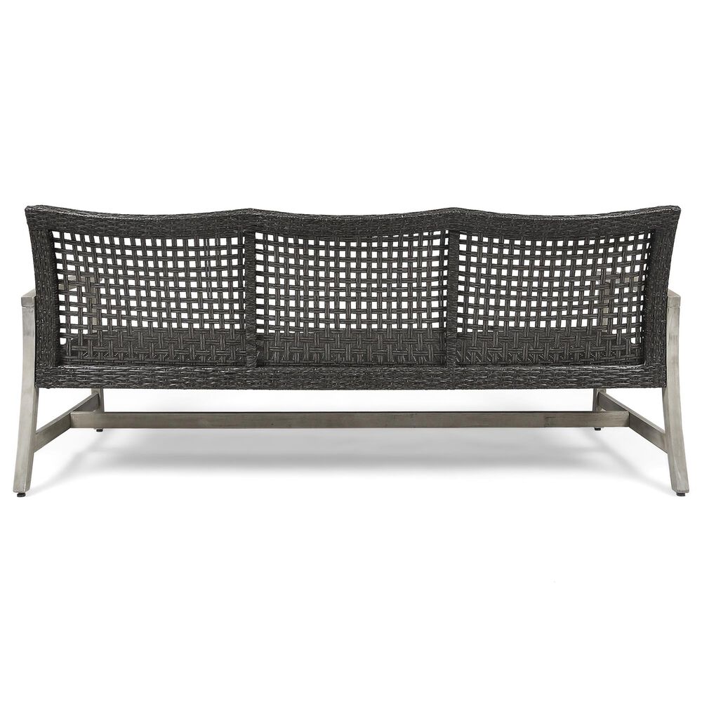Hearth and Haven Outdoor Wicker Sofa with Wooden Frame in Grey, , large