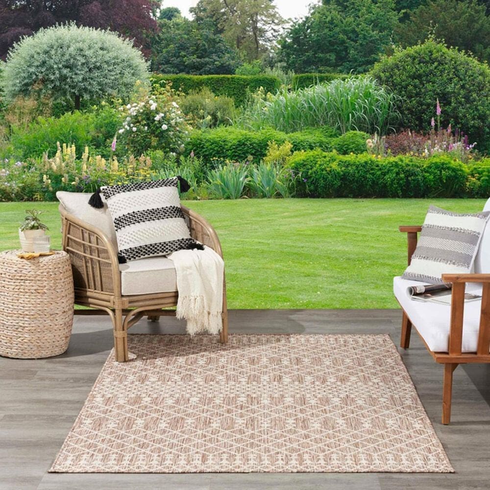 Nourison Positano Southwestern Beige 6&#39; x 9&#39; Indoor/Outdoor Area Rug, , large