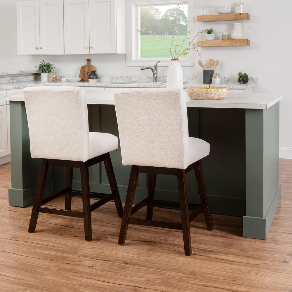 Linon Home Decor Cyrus Swivel Counter Stool in Brown (Set of 2), , large