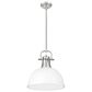 Golden Lighting Duncan 1-Light Pendant with Rod and Matte White Shade in Pewter, , large