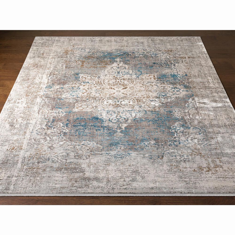 Surya Solar 10&#39; x 14&#39; Sky Blue, Charcoal, Light Gray, White and Saffron Area Rug, , large