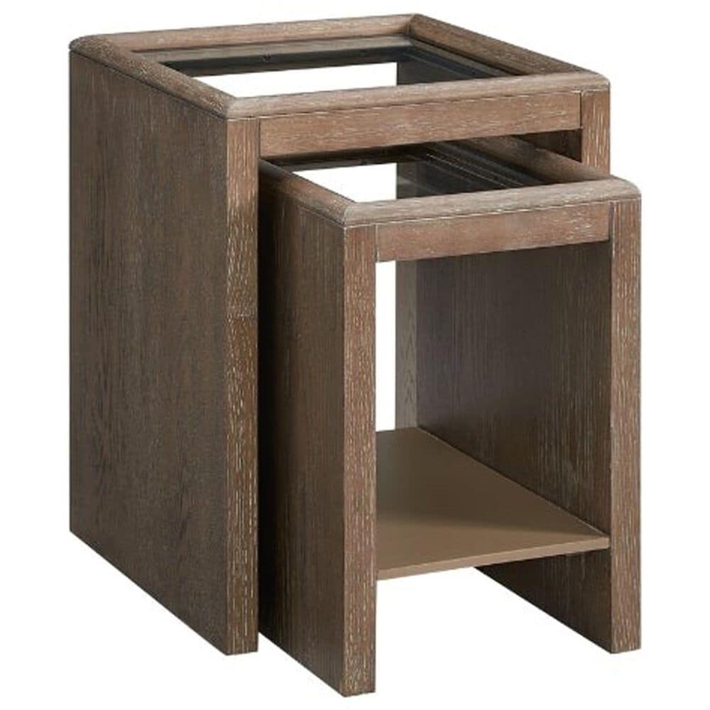 Sterling Timber Trilogy Nesting Table with Glass Top in in Rich Cocoa and Clear, , large