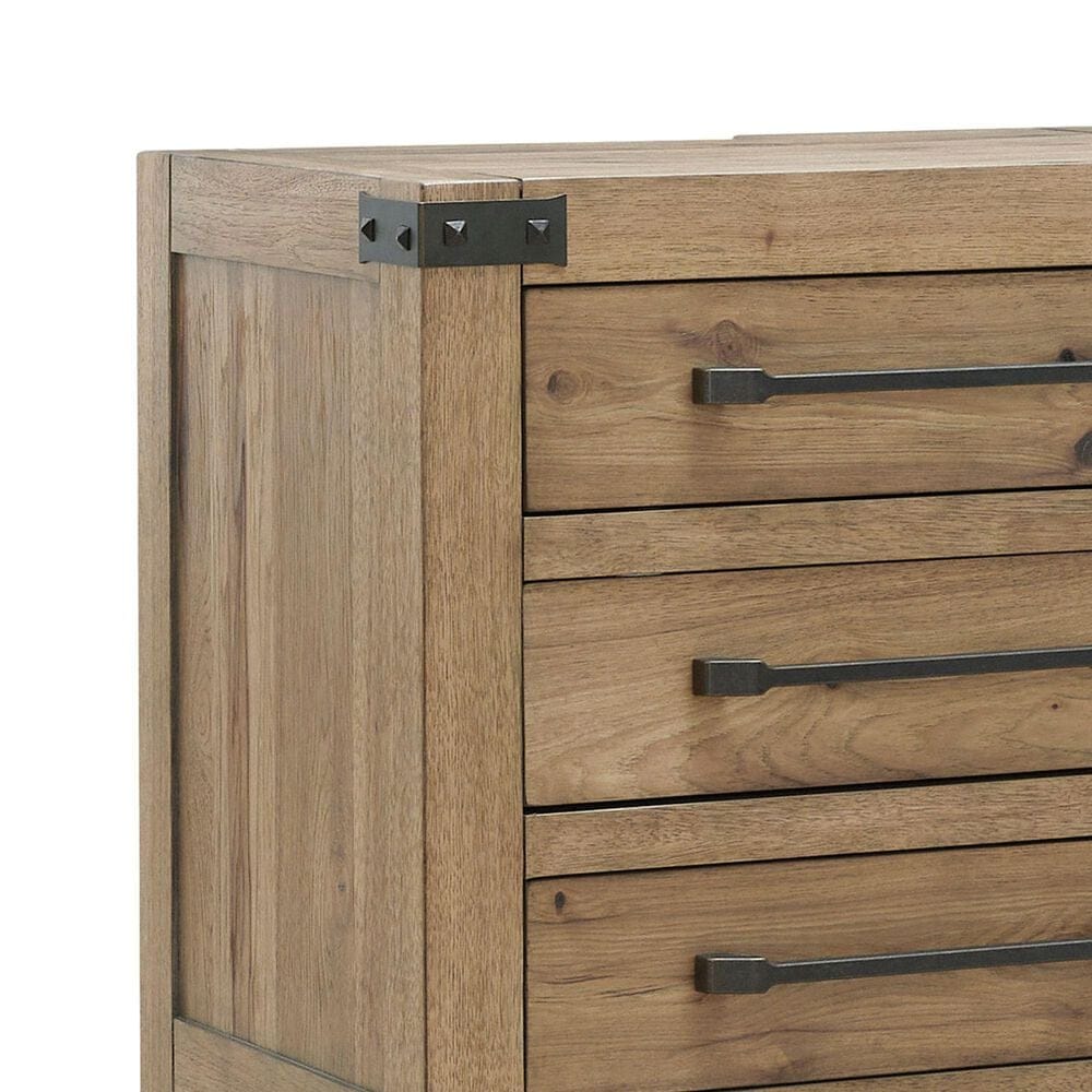 Millenium Ridgester King Panel Bed with Two Nightstands in Light Brown with USB Ports, , large
