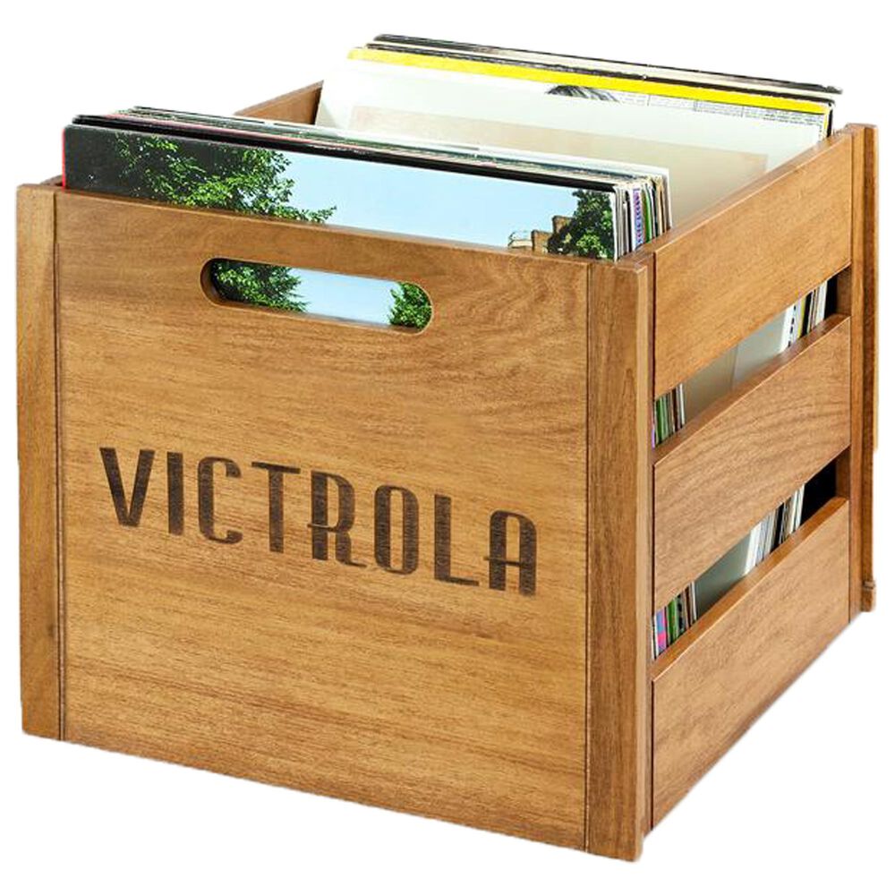 Innovative Technology Wooden Vinyl Record Crate in Brown, , large