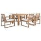 HOMLUX 7-Piece Patio Dining Set with 69" Rectangular Light Teak Table and Umbrella Hole in Beige, , large