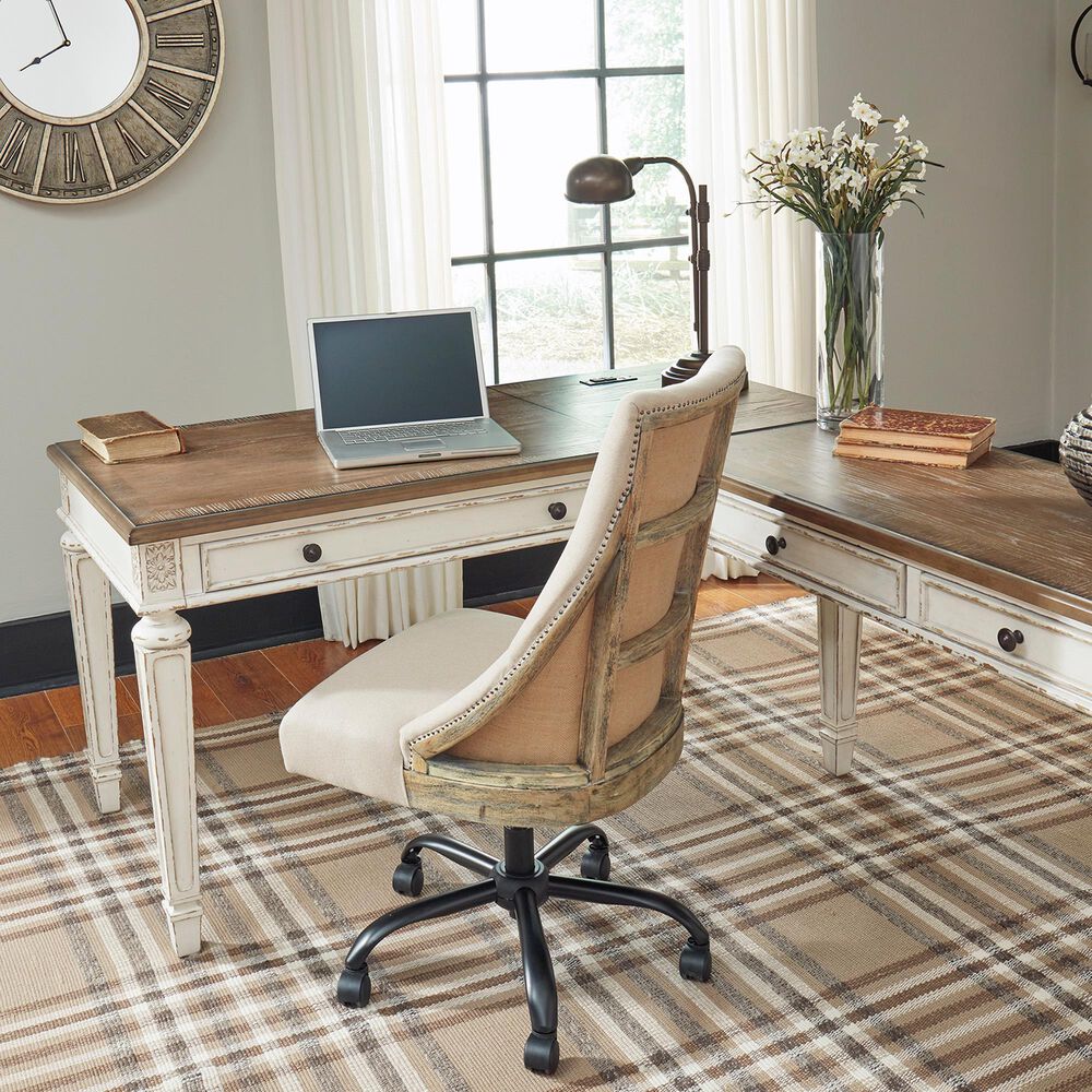 Ashley Realyn Lift Top Desk in White and Brown, , large