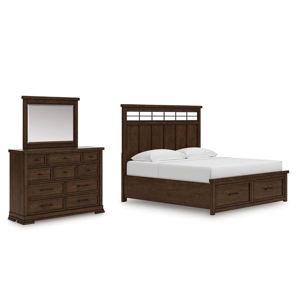 Ashley Taffenbrook 3-Piece King Storage Bedroom Set in Medium Brown and Black, , large