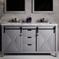 Lexora Home Marsyas 60" Double Bathroom Vanity in Dark Grey with White Carrara Marble Top and Rectangular Sinks, , large