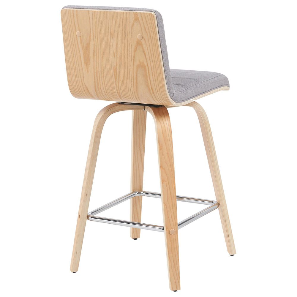 Armen Living Vienna Swivel Counter Height Stool with Gray Upholstery in Patterned Oak, , large