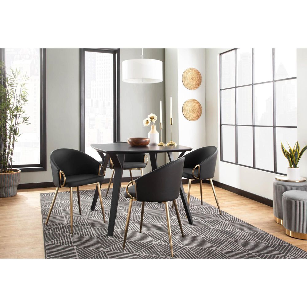 LumiSource Claire Arm Chair with Black Faux Leather Cushion in Gold (Set of 2), , large