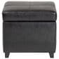Baxton Studio Leather Cube Storage Ottoman in Black, , large