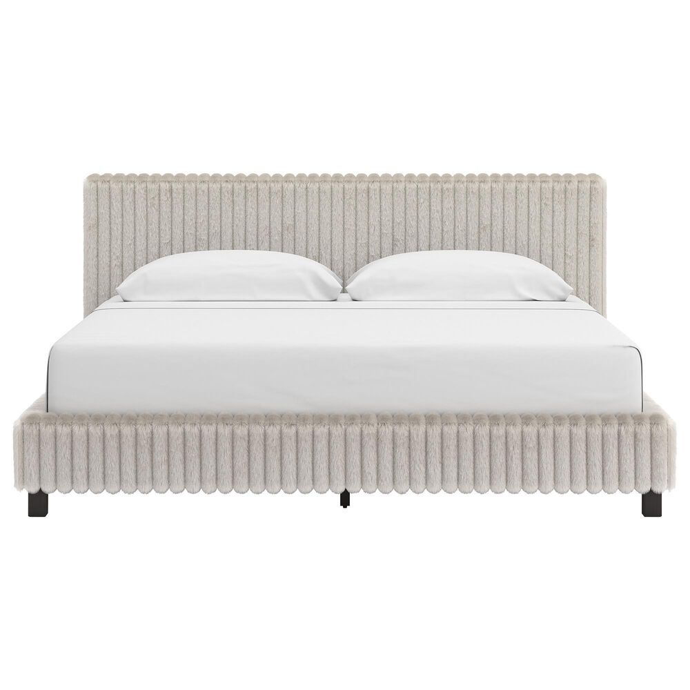 Ashley Zuraleus 4-Piece King Upholstered Platform Bedroom Set in Matte White, , large