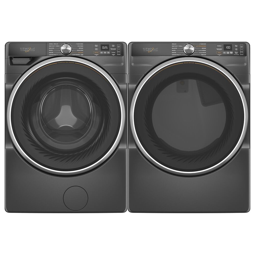 Whirlpool 5.0 Cu. Ft. Smart Front Load Washer and 7.4 Cu. Ft. Smart Gas Dryer Laundry Pair in Volcano Black, , large