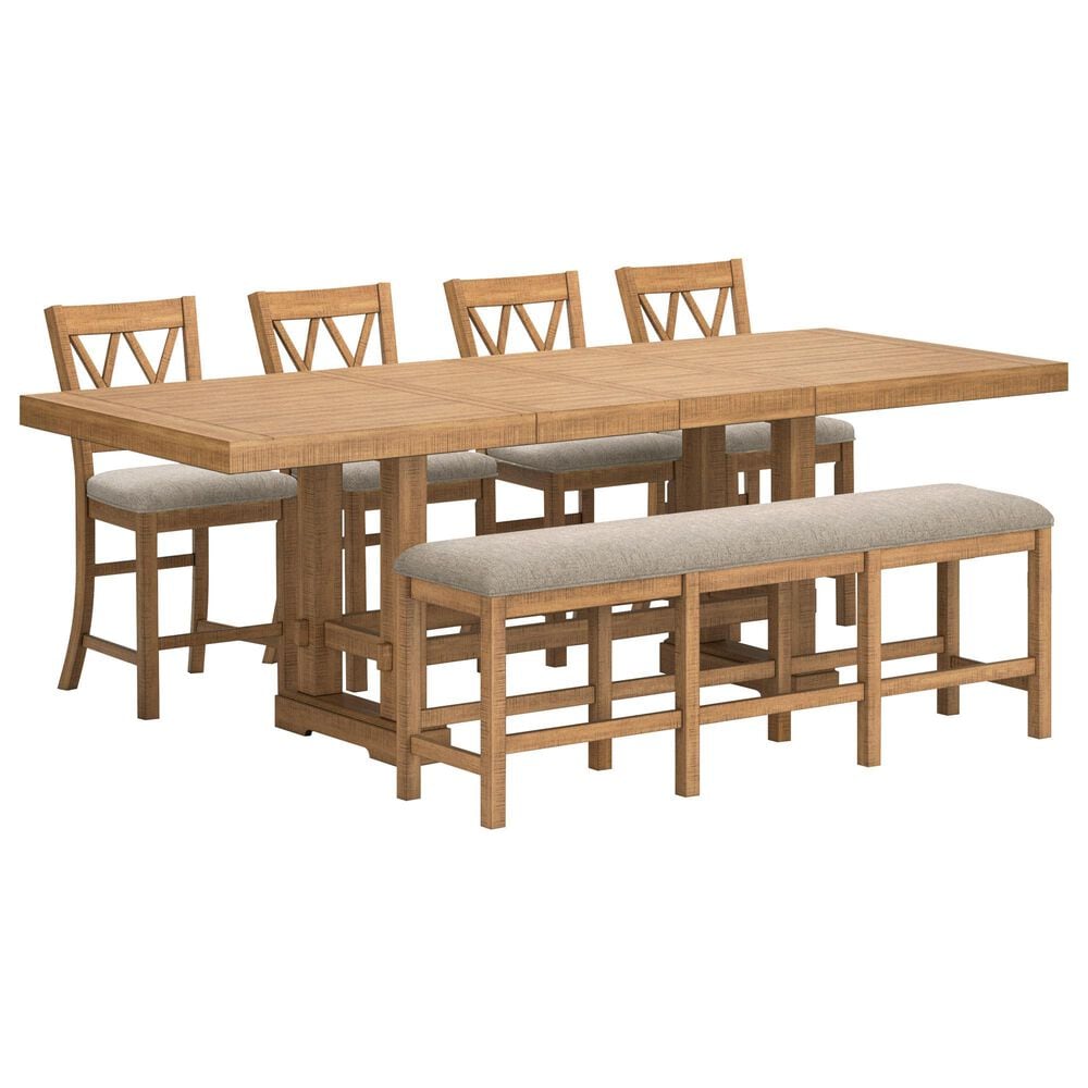 Ashley Havonplane 6-Piece Counter Height Dining Set in Brown, , large