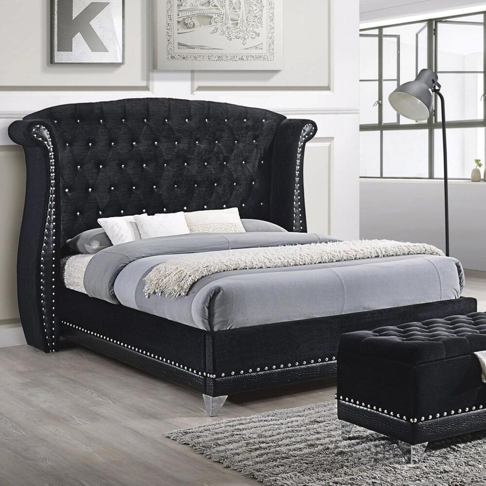 Pacific Landing Barzini California King Bed in Black/Chrome, , large