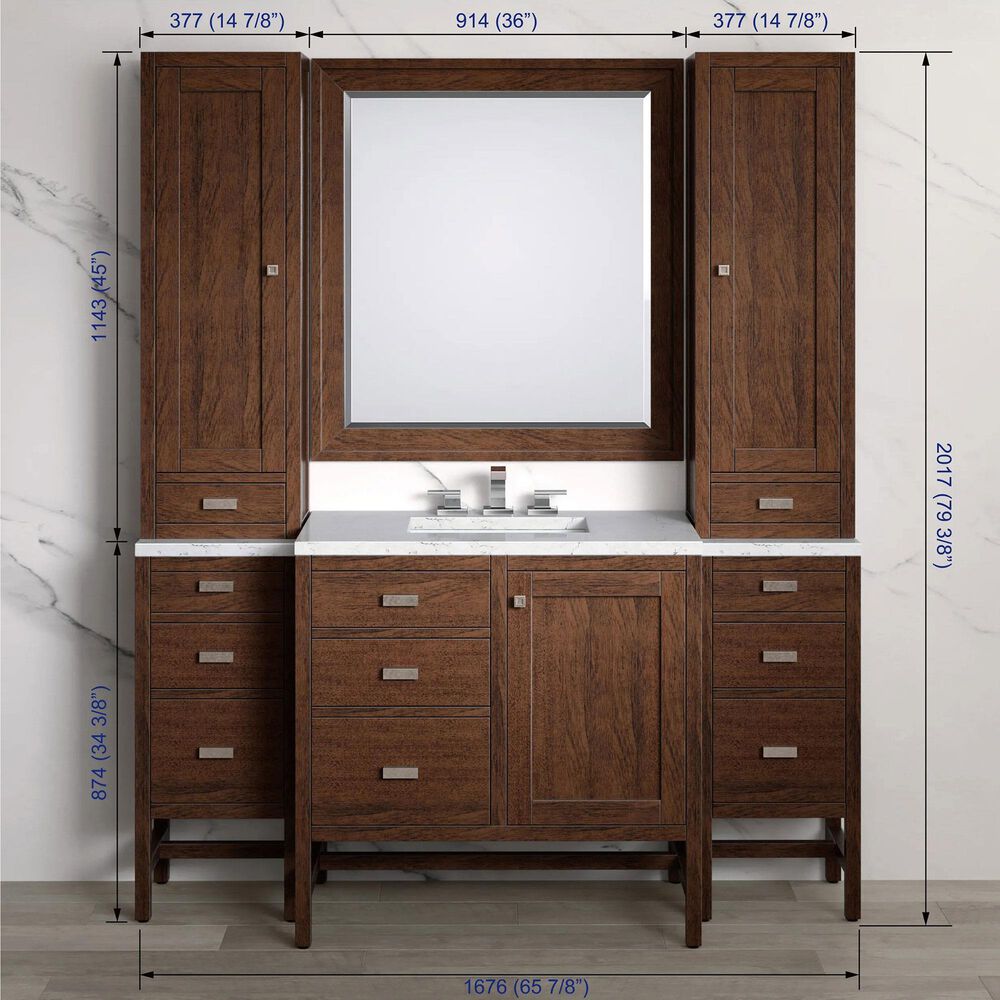 James Martin Vanities Addison 12" Petite Right Tower Hutch in Mid Century Acacia, , large