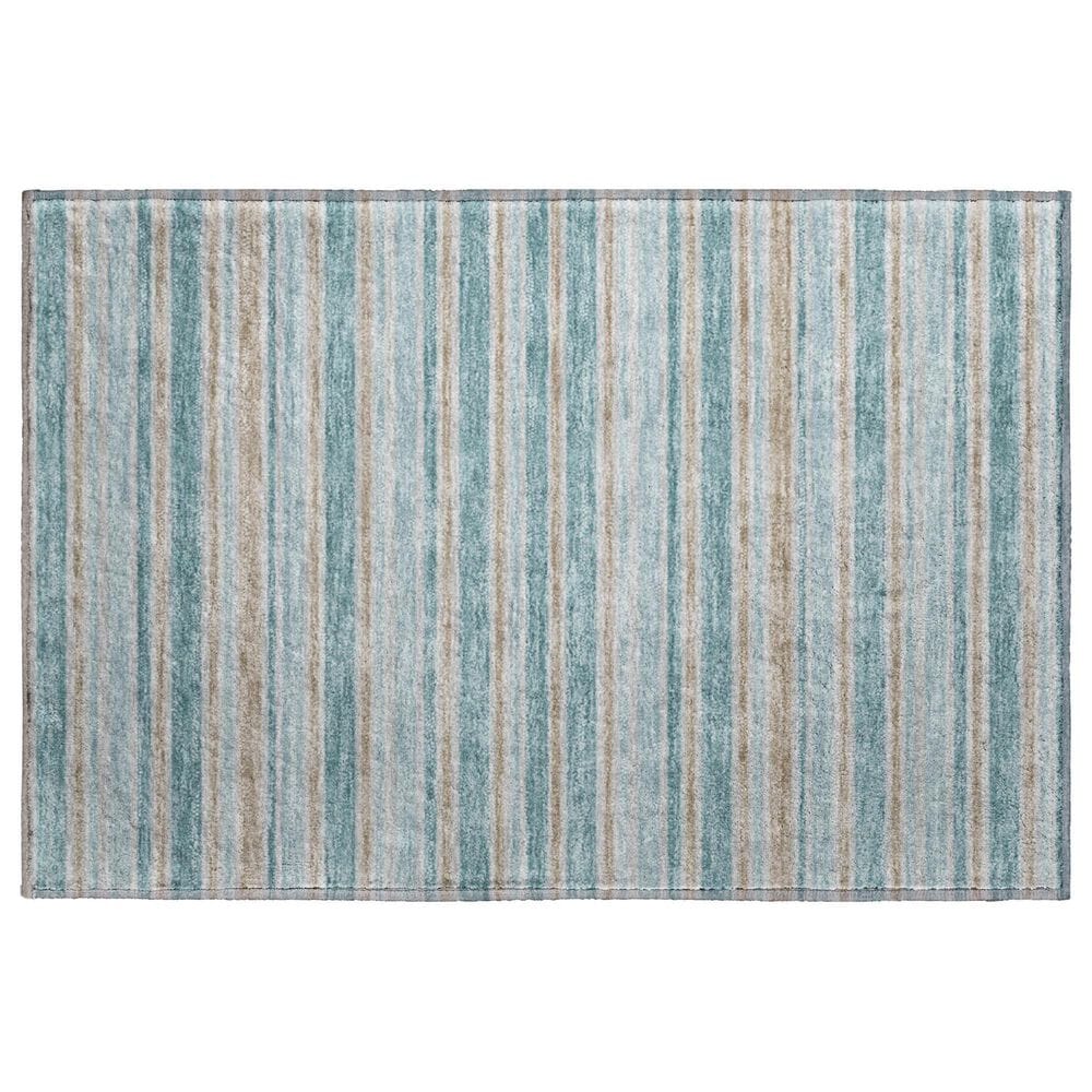 Dalyn Rug Company Soft Essentials Striped Teal 2"6" x 3"10" Indoor/Outdoor Area Rug, , large