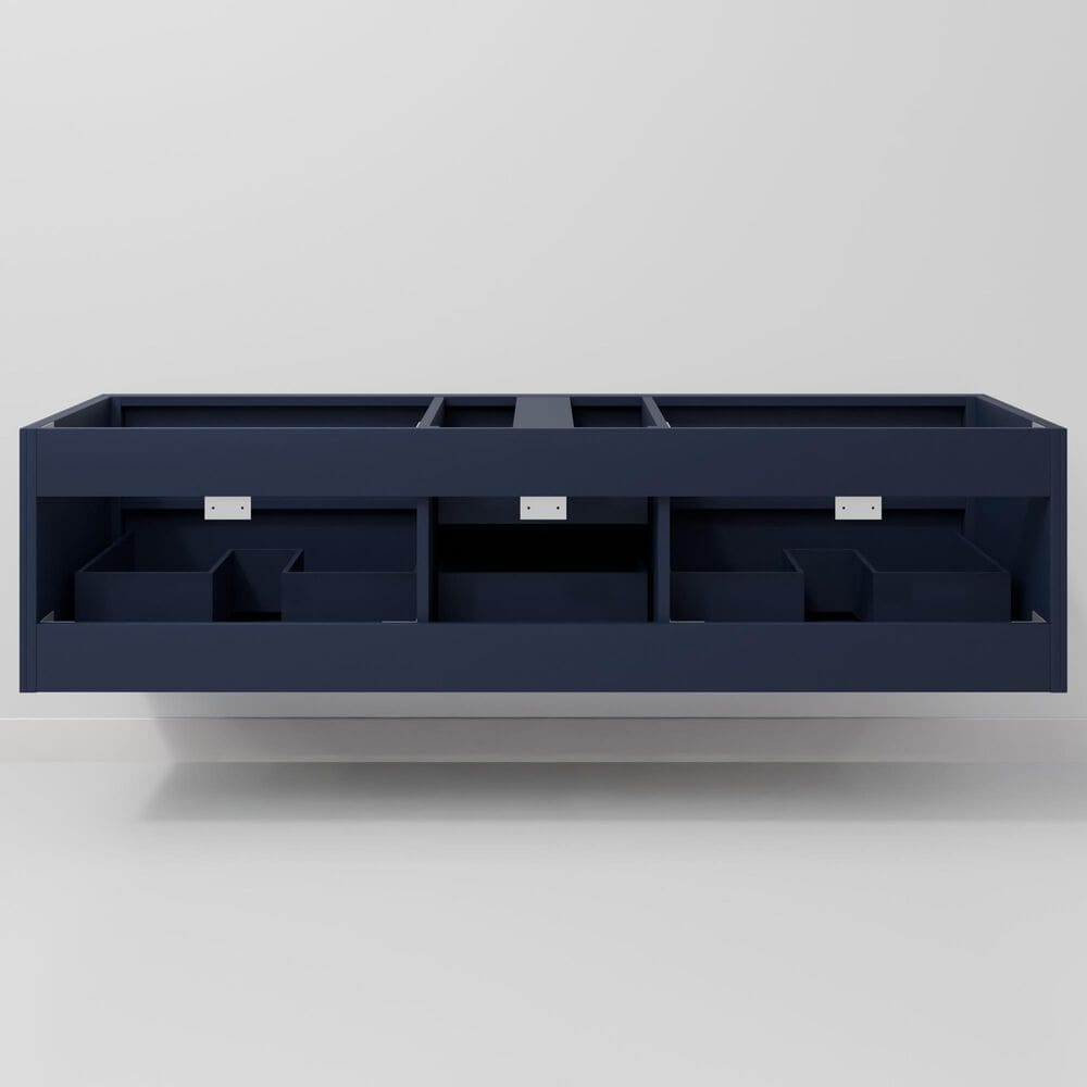 Lexora Home Castor 60" Double Bathroom Vanity in Blue with 2 cm White Cultured Marble Top and Rectangular Sinks, , large