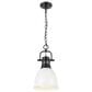 Golden Lighting Duncan 1-Light Small Pendant with Chain and Matte White Shade in Matte Black, , large