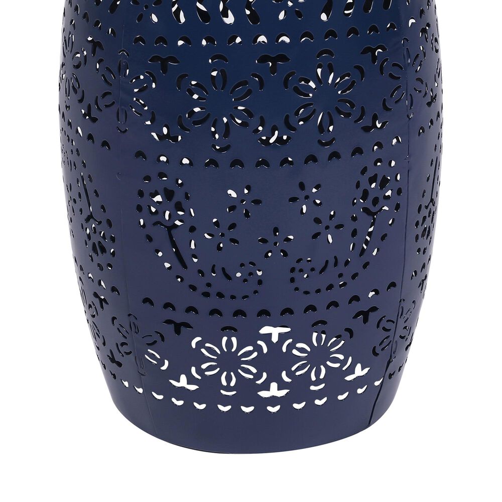 Hearth and Haven Outdoor Side Table with Built-In Solar Battery in Dark Blue, , large