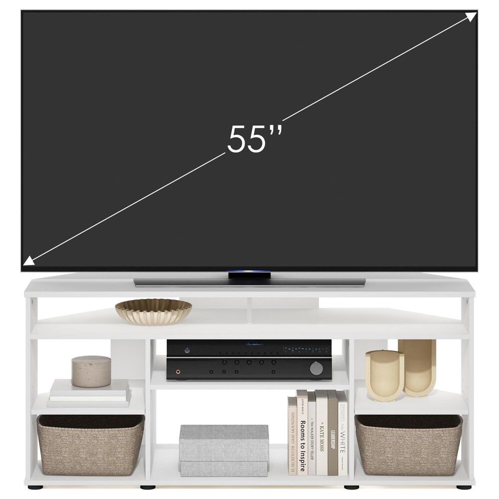 HOMLUX 47" Corner TV Stand in White, , large