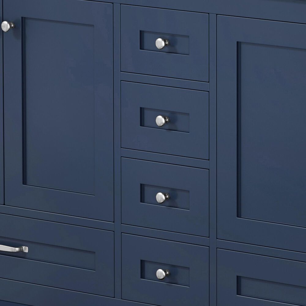 Lexora Home Dukes 84&quot; Double Bathroom Vanity in Navy Blue with 2 cm White Cultured Marble Top and Rectangular Sinks, , large