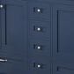 Lexora Home Dukes 84" Double Bathroom Vanity in Navy Blue with 2 cm White Cultured Marble Top and Rectangular Sinks, , large