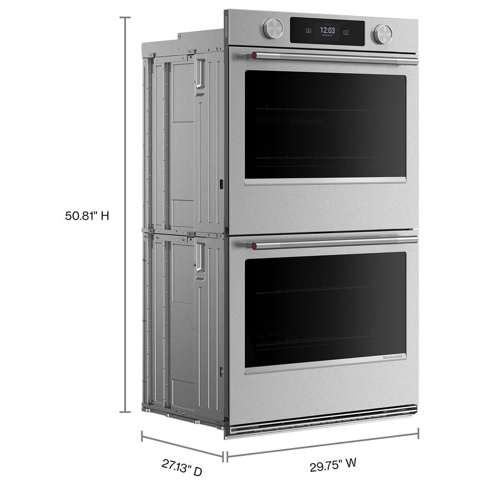 KitchenAid 30" Smart Double Wall Oven with Assisted Cook Cycles in PrintShield Stainless, , large
