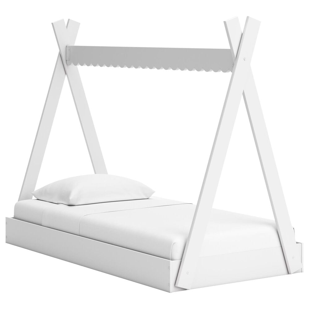 Ashley Hallityn Twin Tent Floor Bed in Matte White, , large