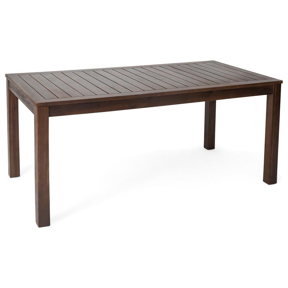 Hearth and Haven 3-Piece Outdoor Courtyard Table and Bench Set in Dark Brown, , large