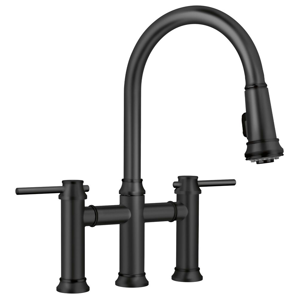 Blanco Empressa Pull-Down Bridge Faucet 1.5 GPM in Matte Black, , large